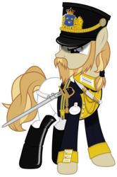 Size: 1024x1538 | Tagged: safe, artist:brony-works, oc, oc only, pony, clothes, hat, male, simple background, solo, stallion, sweden, sword, transparent background, uniform, vector, weapon