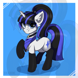 Size: 1535x1535 | Tagged: safe, artist:php97, oc, oc only, oc:coldlight bluestar, pony, unicorn, bandana, clothes, ear fluff, female, jewelry, looking at you, mare, necklace, smiling, solo, stockings, thigh highs, zoom layer