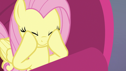 Size: 1920x1080 | Tagged: safe, screencap, fluttershy, pony, g4, sweet and smoky, cute, female, mare, peekaboo, prone, shyabetes, solo