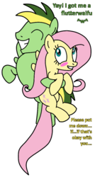 Size: 524x976 | Tagged: safe, artist:didgereethebrony, fluttershy, oc, oc:didgeree, pegasus, pony, g4, blushing, canon x oc, female, flutterdidge, flying, if that's okay with you, implied shipping, male, mare, shipping, stallion, straight, waifu