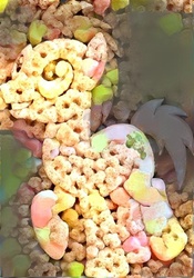 Size: 420x599 | Tagged: safe, edit, lucky clover, g4, cereal, dreamscope edit, food, lucky charms, name pun, pun, visual pun