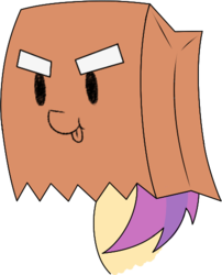 Size: 412x509 | Tagged: safe, artist:mrneo, oc, oc only, oc:paper bag, pony, :p, angry eyes, bust, cute, eyebrows, meme, ocbetes, paper, paper bag, portrait, simple background, solo, tongue out, transparent background