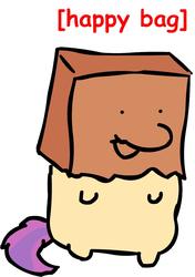 Size: 803x1143 | Tagged: safe, artist:riddleoflightning, oc, oc only, oc:paper bag, pony, bipedal, chibi, cute, dot eyes, ocbetes, paper bag, ponyloaf, simple background, solo, white background