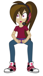 Size: 2700x4800 | Tagged: safe, artist:razethebeast, edit, vector edit, oc, oc only, oc:cupcake slash, equestria girls, g4, clothes, converse, equestria girls-ified, gamer, gift art, headset, high res, open mouth, pants, shoes, simple background, sneakers, solo, transparent background, vector