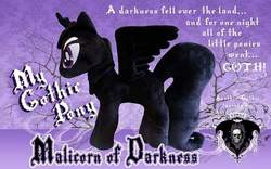 Size: 720x450 | Tagged: safe, oc, oc only, alicorn, pony, gothic, irl, photo, plushie, pony of doom, solo, voltaire