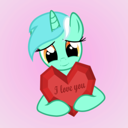 Size: 4000x4000 | Tagged: safe, artist:galekz, lyra heartstrings, pony, g4, cute, female, heart, heartwarming, holiday, i love you, love, pink background, simple background, smiling, solo, valentine, valentine's day