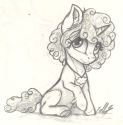 Size: 1101x1121 | Tagged: safe, artist:gaelledragons, oc, oc only, pony, unicorn, female, filly, jewelry, monochrome, pendant, sitting, solo