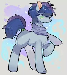 Size: 640x711 | Tagged: safe, artist:puzi, oc, oc only, oc:crystal eve, earth pony, pony, clothes, lidded eyes, male, scarf, smiling, solo, stallion, tail, tail wrap