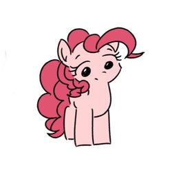 Size: 400x400 | Tagged: safe, artist:manachaaaaaaaa, pinkie pie, earth pony, pony, g4, beady eyes, cute, diapinkes, female, mare, simple background, solo, white background