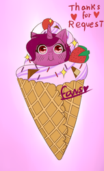 Size: 396x651 | Tagged: safe, artist:fabiola1989, oc, oc only, pony, food, ice cream, ice cream cone, ponies in food, solo, ych result