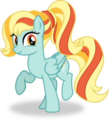 Size: 5902x6567 | Tagged: safe, artist:kojibiose, oc, oc only, oc:summer sunrise, pegasus, pony, g4, absurd resolution, female, freckles, looking at you, mare, raised hoof, simple background, smiling, solo, transparent background