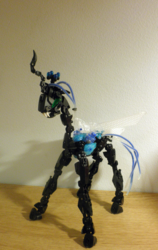 Size: 2416x3833 | Tagged: safe, artist:gk733, queen chrysalis, changeling, changeling queen, g4, bionicle, customized toy, female, high res, irl, lego, photo, solo, toy