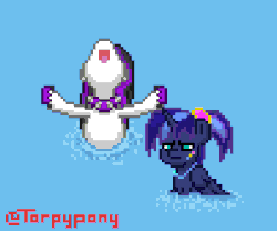 Size: 404x336 | Tagged: safe, artist:torpy-ponius, princess celestia, princess luna, alicorn, pony, pony town, between dark and dawn, g4, 80s princess luna, animated, dancing, duo, duo female, female, gif, goth, mare, pixel art, punklestia, royal sisters, siblings, sisters, sprite, swimming, water, wet hair