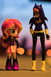 Size: 1024x1536 | Tagged: safe, artist:artofmagicpoland, sunset shimmer, equestria girls, g4, batgirl, belt, boots, clothes, dc comics, dc superhero girls, doll, equestria girls minis, eqventures of the minis, female, gloves, irl, photo, secret agent, shoes, toy