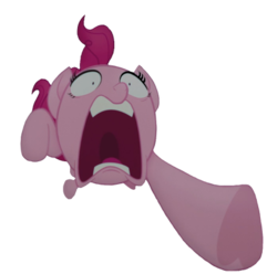 Size: 400x397 | Tagged: artist needed, safe, pinkie pie, earth pony, pony, g4, my little pony: the movie, cute, diapinkes, female, frog (hoof), funny, funny as hell, looking at you, mare, open mouth, screaming, shrunken pupils, simple background, solo, teeth, transparent background, underhoof, vector