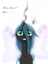 Size: 1001x1341 | Tagged: safe, artist:mr100dragon100, queen chrysalis, changeling, changeling queen, g4, abstract background, butterfly wings, female, fixed, flower petals, reformation, repost, wings