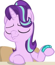 Size: 8320x9816 | Tagged: safe, artist:uigsyvigvusy, starlight glimmer, pony, g4, student counsel, absurd resolution, bracelet, eyes closed, female, jewelry, mare, raspberry noise, simple background, transparent background, vector
