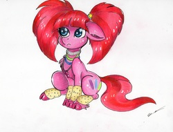 Size: 6225x4753 | Tagged: safe, artist:luxiwind, pacific glow, earth pony, pony, cloven hooves, female, mare, pigtails, solo, traditional art