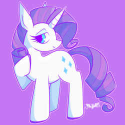 Size: 1200x1200 | Tagged: safe, artist:midnightraid, rarity, pony, unicorn, g4, colored hooves, cute, female, lidded eyes, mare, profile, purple background, raribetes, simple background, solo
