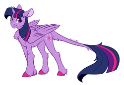 Size: 1280x883 | Tagged: safe, artist:yeennqueenn, twilight sparkle, alicorn, pony, g4, chest fluff, colored hooves, cute, ear fluff, female, leg fluff, leonine tail, mare, simple background, solo, tail fluff, twiabetes, twilight sparkle (alicorn), white background, wing fluff