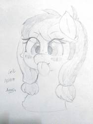 Size: 2448x3264 | Tagged: safe, artist:ceilin, oc, oc only, oc:aurelia coe, earth pony, pony, :p, champions of equestria, freckles, high res, sketch, solo, traditional art