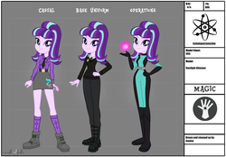 Size: 2710x1881 | Tagged: safe, artist:invisibleink, starlight glimmer, fanfic:evil-count-proteus's unnamed eqg au, equestria girls, g4, bodysuit, catsuit, commissioner:evil-count-proteus, fanfic, fanfic art, human starlight, magic, s5 starlight