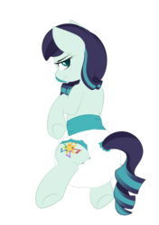 Size: 2039x2893 | Tagged: safe, artist:xcinnamon-twistx, coloratura, earth pony, pony, g4, adult foal, butt, butt focus, cute, diaper, diaper butt, diaper fetish, ear fluff, female, fetish, high res, looking at you, looking back, looking back at you, non-baby in diaper, pacifier, plot, poofy diaper, rarabetes, rear view, simple background, solo, tail, tail hole, transparent background, unamused, underhoof