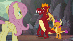 Size: 1920x1080 | Tagged: safe, screencap, fluttershy, garble, smolder, dragon, pegasus, pony, g4, sweet and smoky, animated, butt, dragoness, female, male, plot, scolding, sound, webm
