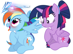 Size: 8000x6000 | Tagged: safe, artist:nightmaremoons, rainbow dash, twilight sparkle, alicorn, pegasus, pony, g4, accident, ahegao, alternate hairstyle, assisted preening, blushing, confused, duo, female, floppy ears, heart eyes, lesbian, mare, mouth hold, open mouth, preening, raised hoof, scrunchy face, ship:twidash, shipping, simple background, sitting, smiling, tongue out, transparent background, twilight sparkle (alicorn), whoops, wide eyes, wingding eyes