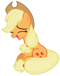 Size: 5299x6726 | Tagged: safe, artist:estories, applejack, earth pony, pony, g4, absurd resolution, eyes closed, female, hat, laughing, simple background, sitting, solo, transparent background, vector