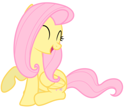 Size: 6666x5779 | Tagged: safe, artist:estories, fluttershy, pony, g4, absurd resolution, cute, eyes closed, female, laughing, shyabetes, simple background, sitting, solo, transparent background, vector