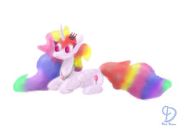 Size: 1280x906 | Tagged: safe, artist:dumbprincess, oc, oc only, alicorn, pony, crown, jewelry, multicolored hair, rainbow hair, regalia, simple background, sitting, solo, white background