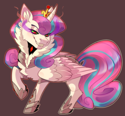 Size: 2081x1922 | Tagged: dead source, source needed, safe, artist:kao-chou, princess flurry heart, alicorn, pony, g4, accessory swap, corrupted, evil flurry heart, evil grin, female, grin, implied king sombra, jewelry, mare, older, older flurry heart, possessed, smiling, solo, sombra eyes, tiara