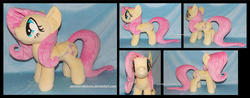 Size: 1600x624 | Tagged: safe, artist:peruserofpieces, fluttershy, pegasus, pony, g4, female, folded wings, front view, irl, mare, photo, plushie, profile, solo, toy, wings