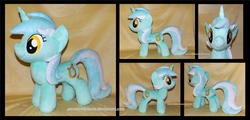 Size: 1600x770 | Tagged: safe, artist:peruserofpieces, lyra heartstrings, pony, unicorn, g4, female, front view, happy, irl, mare, photo, plushie, profile, smiling, solo, toy