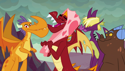 Size: 1920x1080 | Tagged: safe, screencap, billy, clump, garble, spear (g4), dragon, g4, sweet and smoky, blanket