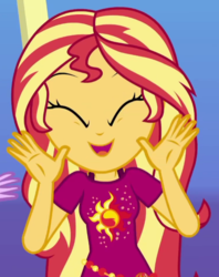 Size: 501x631 | Tagged: safe, screencap, sunset shimmer, equestria girls, g4, i'm on a yacht, my little pony equestria girls: better together, cropped, cute, eyes closed, shimmerbetes, smiling