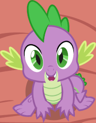 Size: 798x1024 | Tagged: safe, artist:badumsquish-edits, edit, editor:undeadponysoldier, part of a set, spike, dragon, g4, adorable face, animated, badumsquish's kitties, blinking, cute, daaaaaaaaaaaw, fangs, golden oaks library, looking at you, looking up, looking up at you, male, open mouth, perfect loop, sitting, solo, spikabetes, teeth