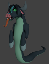 Size: 816x1080 | Tagged: safe, artist:dracagon, queen chrysalis, ophiotaurus, frenemies (episode), g4, 3d, disguise, disguised changeling, fangs, female, forked tongue, solo, tongue out, wip