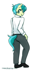 Size: 1486x2946 | Tagged: safe, artist:rainbowsprinklesart, sandbar, anthro, plantigrade anthro, g4, clothes, cute, dress shirt, looking at you, looking back, looking back at you, male, sandabetes, shoes, simple background, solo, white background