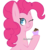 Size: 768x768 | Tagged: safe, artist:sketchynote02, pinkie pie, earth pony, pony, g4, bust, colored pupils, cupcake, cute, diapinkes, eating, female, food, one eye closed, simple background, solo, transparent background