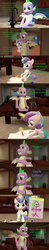 Size: 1920x9720 | Tagged: safe, artist:papadragon69, princess flurry heart, spike, alicorn, dragon, pony, comic:spike's cyosa, g4, 3d, baby, chair, comic, couch, crayon, crayon drawing, crystal empire, cyoa, diaper, highchair, older, older spike, paper, refrigerator, sink, source filmmaker, spoon, teenage spike, teenager, traditional art, winged spike, wings