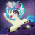 Size: 3000x3000 | Tagged: safe, artist:darkest-lunar-flower, dj pon-3, vinyl scratch, pony, unicorn, g4, blushing, cheek fluff, chest fluff, cute, ear fluff, female, heart, high res, hoof heart, leg fluff, mare, open mouth, smiling, solo, space, starry eyes, turntable, underhoof, vinylbetes, wingding eyes