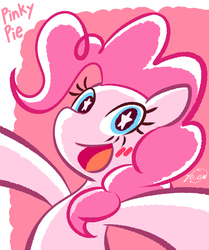Size: 1001x1200 | Tagged: safe, artist:garammasara, pinkie pie, earth pony, pony, g4, blushing, bust, cute, diapinkes, female, mare, open mouth, pixiv, solo, starry eyes, wingding eyes