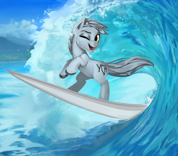 Size: 1934x1698 | Tagged: safe, artist:holymeh, pony, solo, summer, surfing, your character here