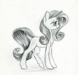 Size: 1100x1067 | Tagged: safe, artist:maytee, rarity, pony, unicorn, g4, female, mare, monochrome, sketch, solo, traditional art