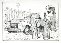 Size: 1280x895 | Tagged: safe, artist:asimos, octavia melody, pony, g4, car, clothes, female, solo