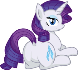 Size: 474x425 | Tagged: safe, artist:zeka10000, rarity, pony, unicorn, g4, bedroom eyes, butt, dock, looking at you, looking back, looking back at you, lying, plot, prone, rearity, simple background, transparent background, vector