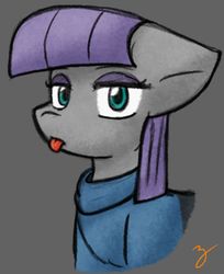 Size: 523x642 | Tagged: safe, artist:zutcha, maud pie, earth pony, pony, g4, female, floppy ears, signature, solo, tongue out