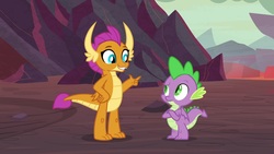 Size: 1920x1080 | Tagged: safe, screencap, smolder, spike, dragon, g4, sweet and smoky, winged spike, wings